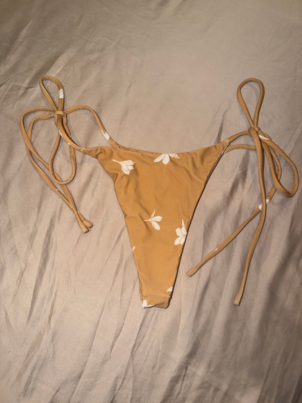 Women’s Tie-Side Bikini Bottom in Mustard Floral